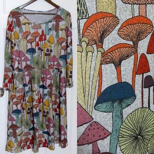 Whimsical Mushroom Print Midi Dress